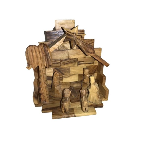 Beautiful Wood Nativity and Stable - Picture 1 of 8